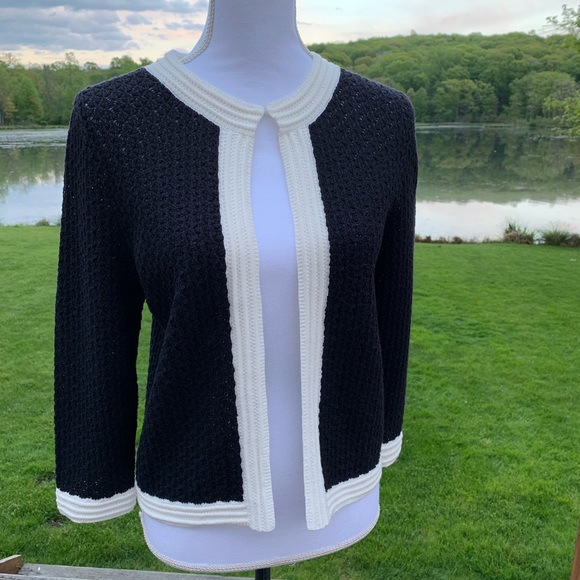 KATE HILL Cardigan Black/Cream Size Small - Picture 2 of 13